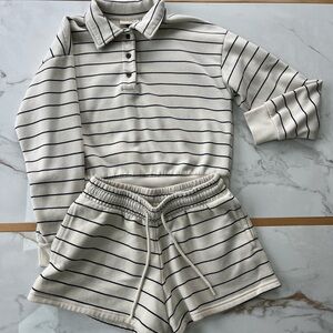 Universal Thread Striped Cream and Black Lounge Set